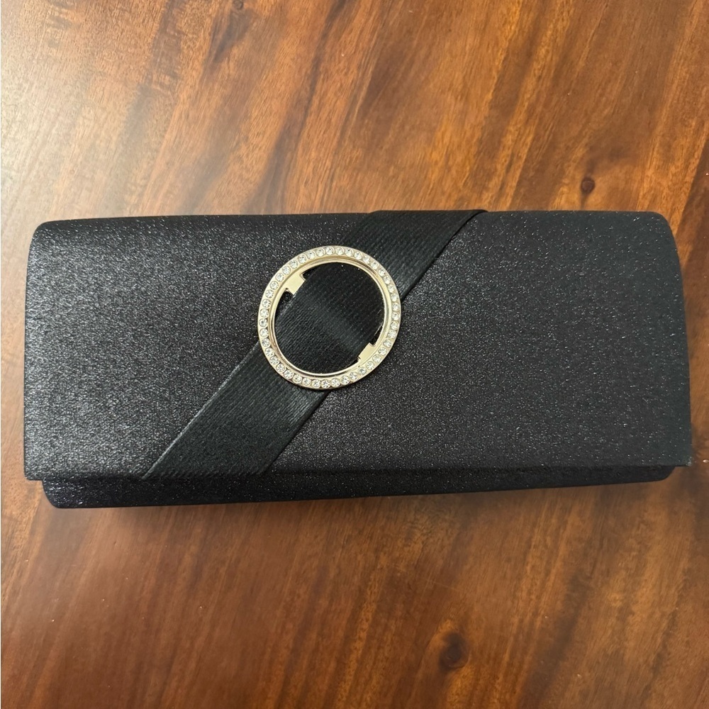 Elegant Black Clutch with Gold Accent